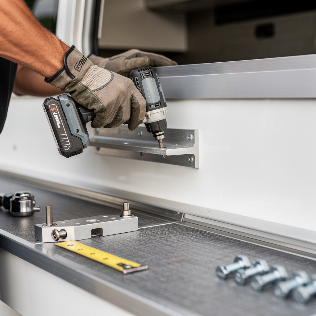 Dr. David's Tools and Fixtures Garage professional RV construction workspace with equipment and tools for custom builds